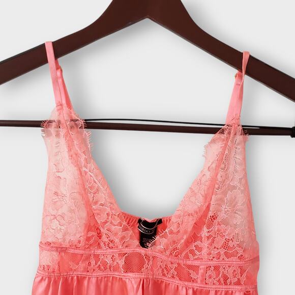 Victoria's Secret Coral Pink Satin Lace Babydoll Flyaway Camisole Medium Dainty - Picture 2 of 11